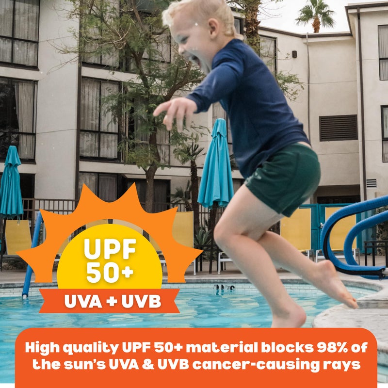SwimZip UPF 50+ Long Sleeve Rash Guard for Boys and Girls - Baby, Toddler, Kids Navy Blue - Image 3